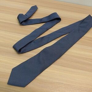 THEORY Repp Stripe Tie Mens Blue Skinny Slim Textured Silk Ivy Preppy USA Made
